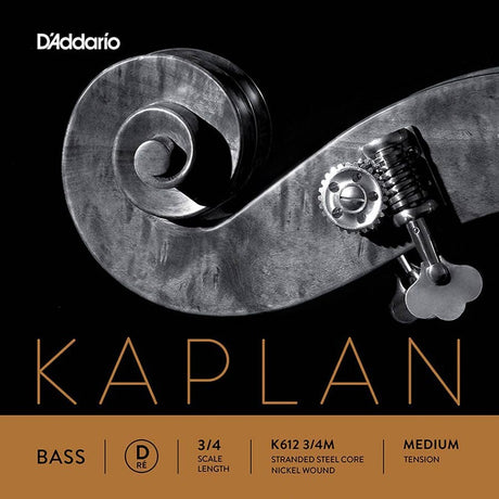 D'Addario K612-34M double bass string D-2 3/4, medium, stranded steel, nickel wound