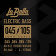 La Bella L-RX-N4D snaren set elektrisch bass, nickel round wound, 045-065-085-105