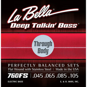 La Bella L-760FSTB snaren set elektrisch bass, stainless steel flatwound, standard, 045-065-085, thru-body