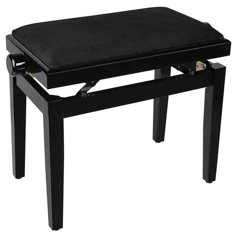 Boston PB1/1020 pianobank – verstelbare zitting, hoogglans zwart met velours bekleding