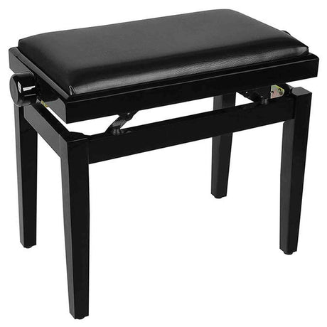 Boston PB1/1520 pianobank – verstelbare zitting, mat zwart met velours bekleding