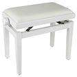 Boston PB1/3040 pianobank – verstelbare zitting, hoogglans wit met witte velours bekleding
