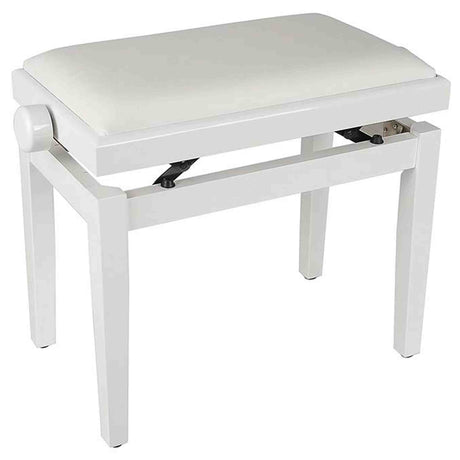 Boston PB1/3040 pianobank – verstelbare zitting, hoogglans wit met witte velours bekleding