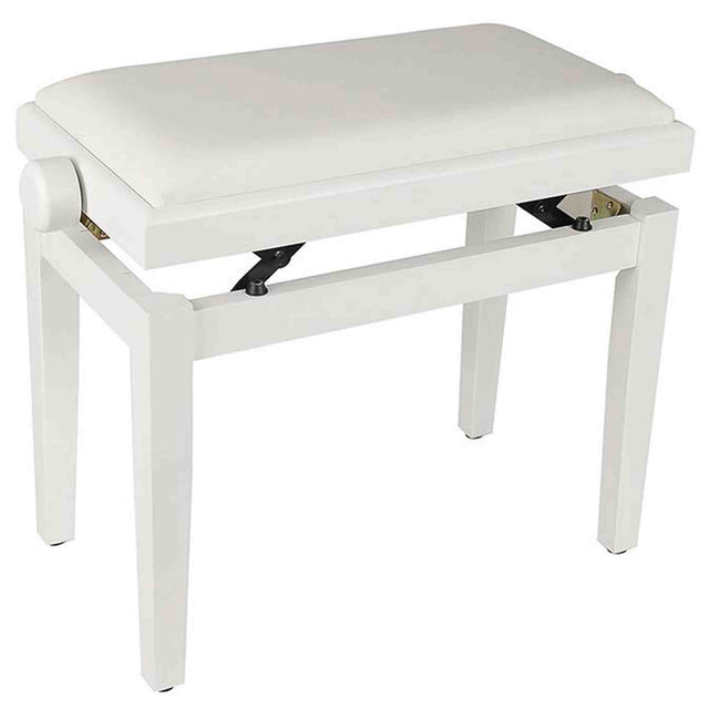 Boston PB1/3540 pianobank – verstelbare zitting, mat wit met witte velours bekleding