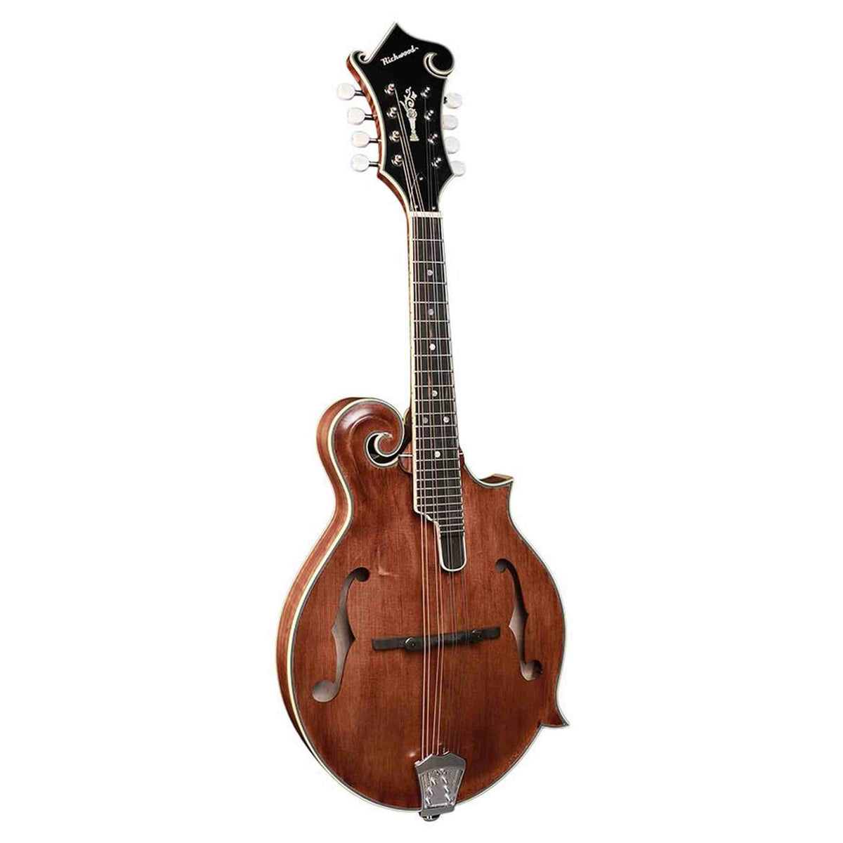 Richwood RMF-220-WN F-Style Mandoline – Massief Sparren & Gevlamd Esdoorn, Satijn Walnoot