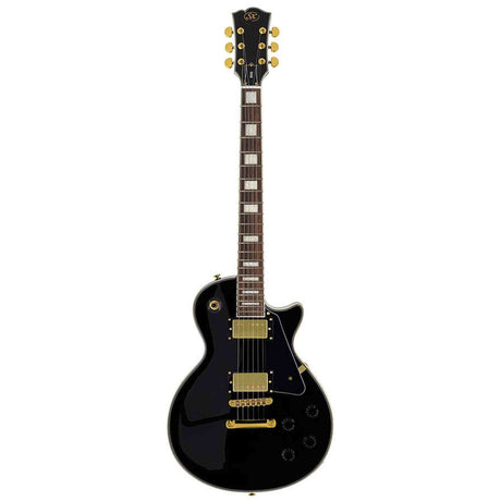 SX EH3-BK elektrische gitaar – LP Custom stijl, 2 humbuckers, mahonie/esdoorn, zwart + gouden hardware