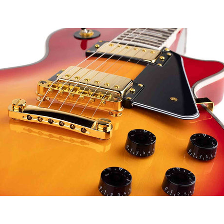 SX EH3-CS elektrische gitaar – LP Custom stijl, 2 humbuckers, mahonie/esdoorn, Cherry Sunburst + gouden hardware