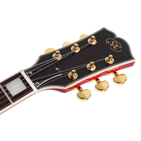 SX EH3-CS elektrische gitaar – LP Custom stijl, 2 humbuckers, mahonie/esdoorn, Cherry Sunburst + gouden hardware