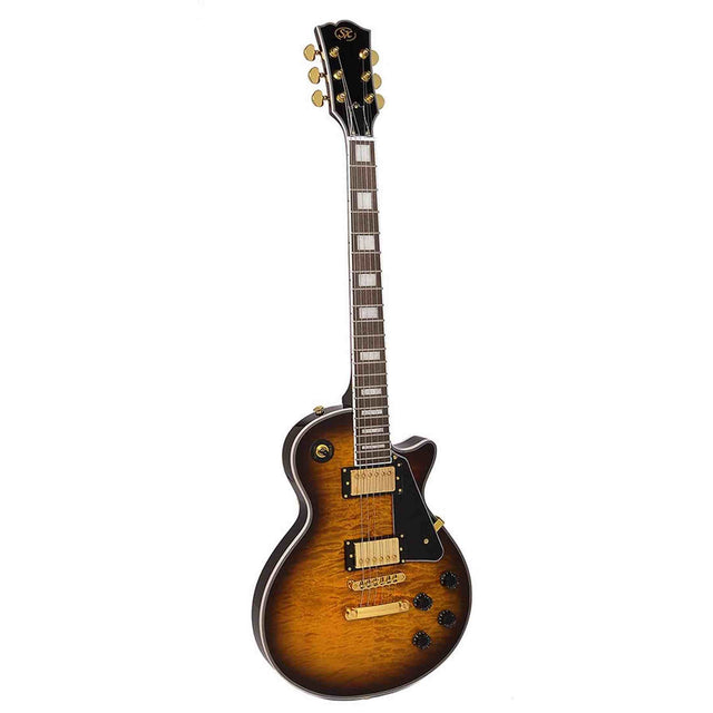 SX EH3D-DS elektrische gitaar – LP Custom stijl, 2 humbuckers, mahonie/esdoorn, Desert Sunburst