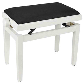 Boston PB1/3520 pianobank – verstelbare zitting, mat wit met zwarte velours bekleding