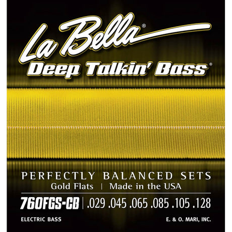 La Bella L-760FGS-CB snaren set elektrisch 6-snaar bass, gold flats, 029-045-065-085-105-128 long scale