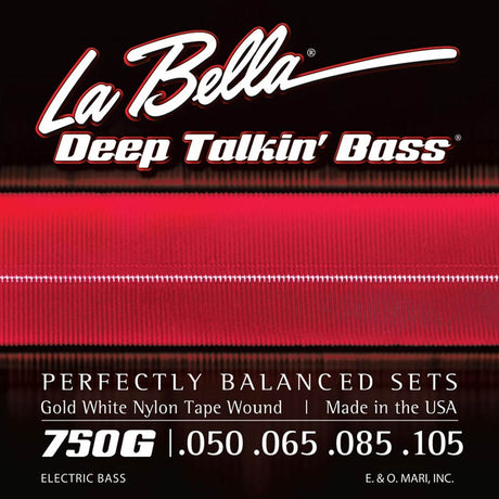 La Bella L-750G snaren set elektrisch bass, gold white nylon tape wound, light, 050-065-085-105
