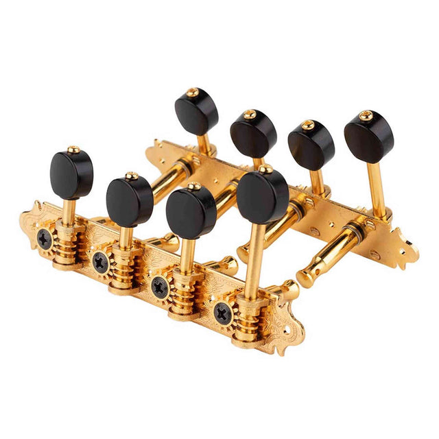 Gotoh GTH15790 MF40 F Stemmechanieken voor F-Style Mandoline, Goud, Zwarte MB Knoppen, 1:14 Overbrenging