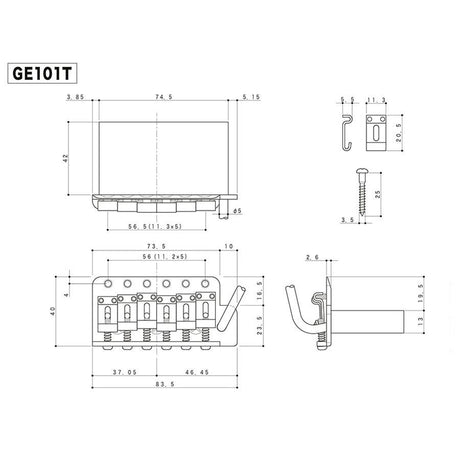 Gotoh GE101T Tremolo Systeem met Verchroomde Afwerking