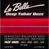 La Bella L-760F-MUS snaren set elektrisch bass, stainless steel flatwound, 30" scale, 043-060-082-104