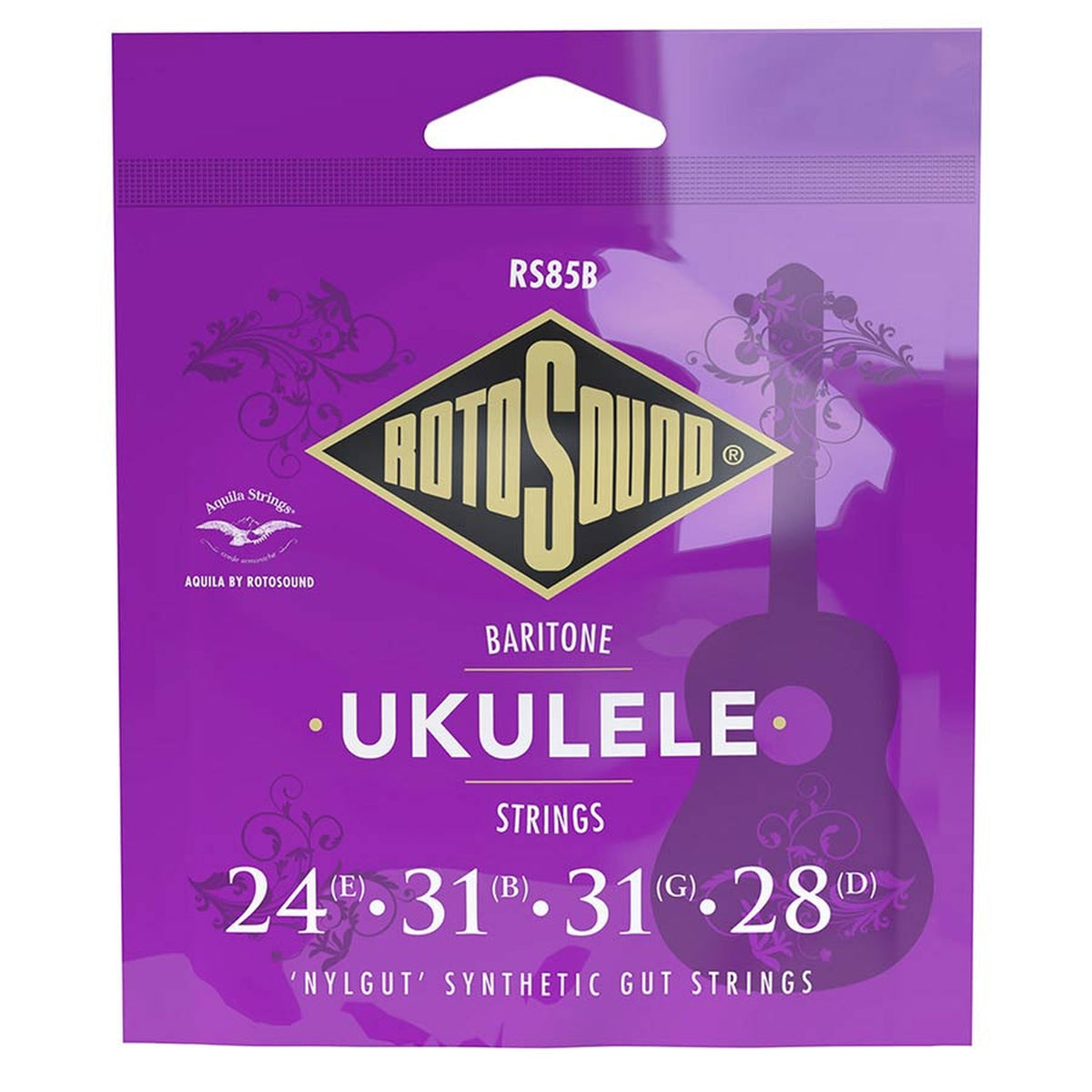 Rotosound RS85B snaren set baritone ukulele 'Nylgut' synthetic gut, D-G-B-E tuning, 26-33-31-27