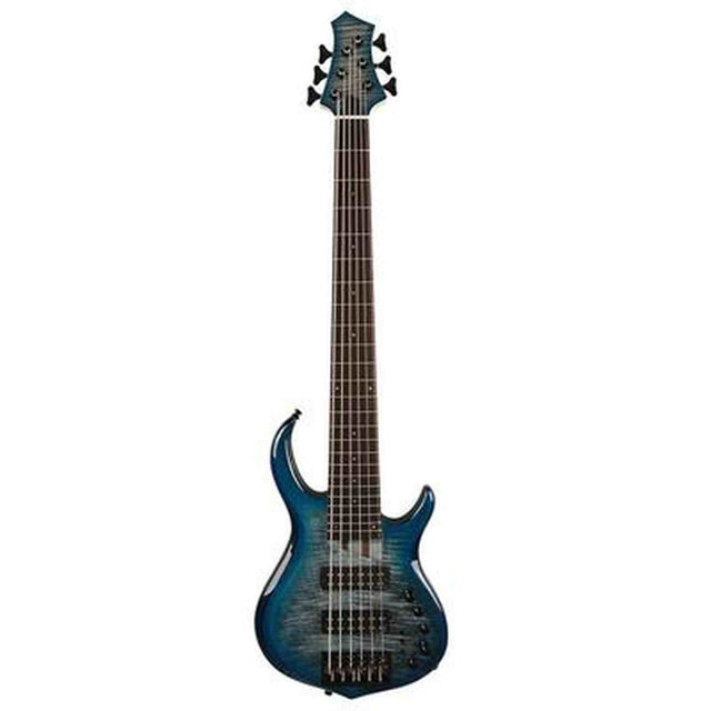 Sire M7+ A6/TBL Marcus Miller 6-snarige basgitaar, swamp ash met flame maple top, 35 inch, Heritage-3 preamp, Transparent Blue