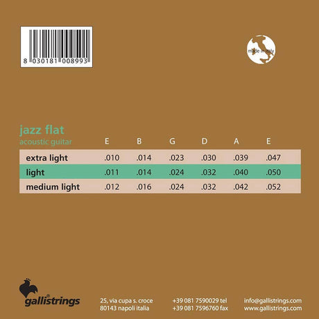 Galli AJF1150 snaren set acoustic tape wound, light, 011-014-024-032-040-050