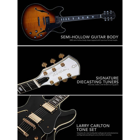 Sire Guitars H7/VS electrische archtop gitaar, esdoorn, vintage sunburst