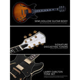 Sire Guitars H7/STR electrische archtop gitaar, esdoorn, see through red