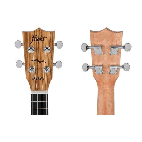 Flight DUC525 SP/ZEB Concert Ukulele met Solid Spruce Top, Zebrawood Body, Bone Topkam en Aquila Super Nylgut Snaren