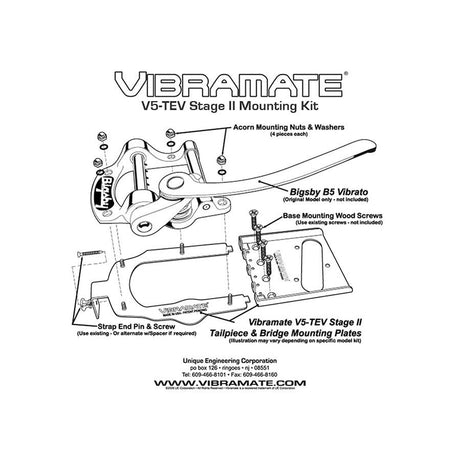 Vibramate Bigsby V5-TEV-2 Montagekit voor Telecaster - Nikkel