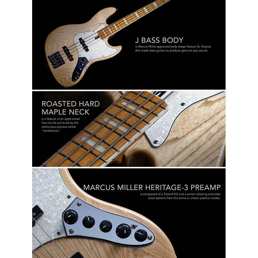 Sire V8 S4/NT Marcus Miller swamp ash 4-snarige actieve basgitaar Natural