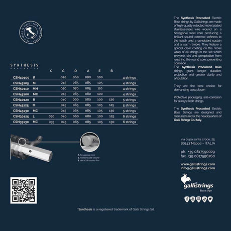 Galli CSN-30125 6-snaren set elektrisch bass, coated nickel plated steel winding, light, 030-040-060-083-100-125
