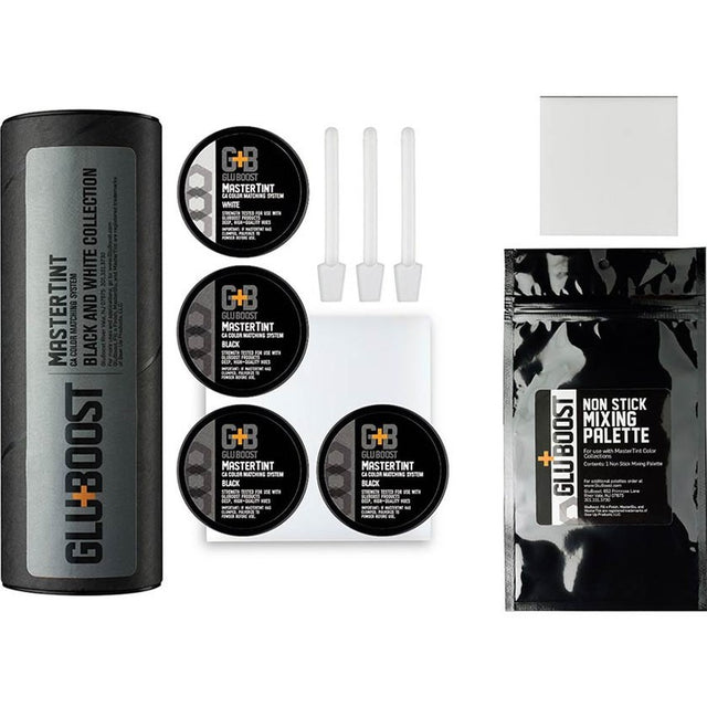 GluBoost GBMTBLWKIT MasterTint Black & White Kit – Kleuradditieven voor CA-lijm Zwart & Wit Toner