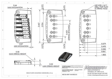 Hipshot HS4IBG06C Ibby HM Gitaarbrug Chroom