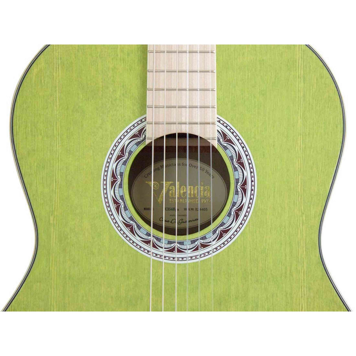 Valencia VC354HGN Klassieke Gitaar 4/4 – Sitka Spar & Mahonie, Groen, Inclusief Tas, Standaard en Stemapparaat
