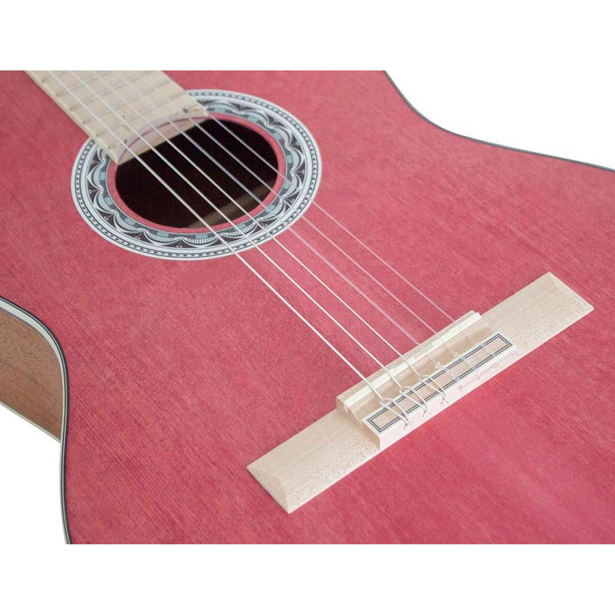 Valencia VC354HPK Klassieke Gitaar 4/4 – Sitka Spar & Mahonie, Roze, Inclusief Tas, Standaard en Stemapparaat