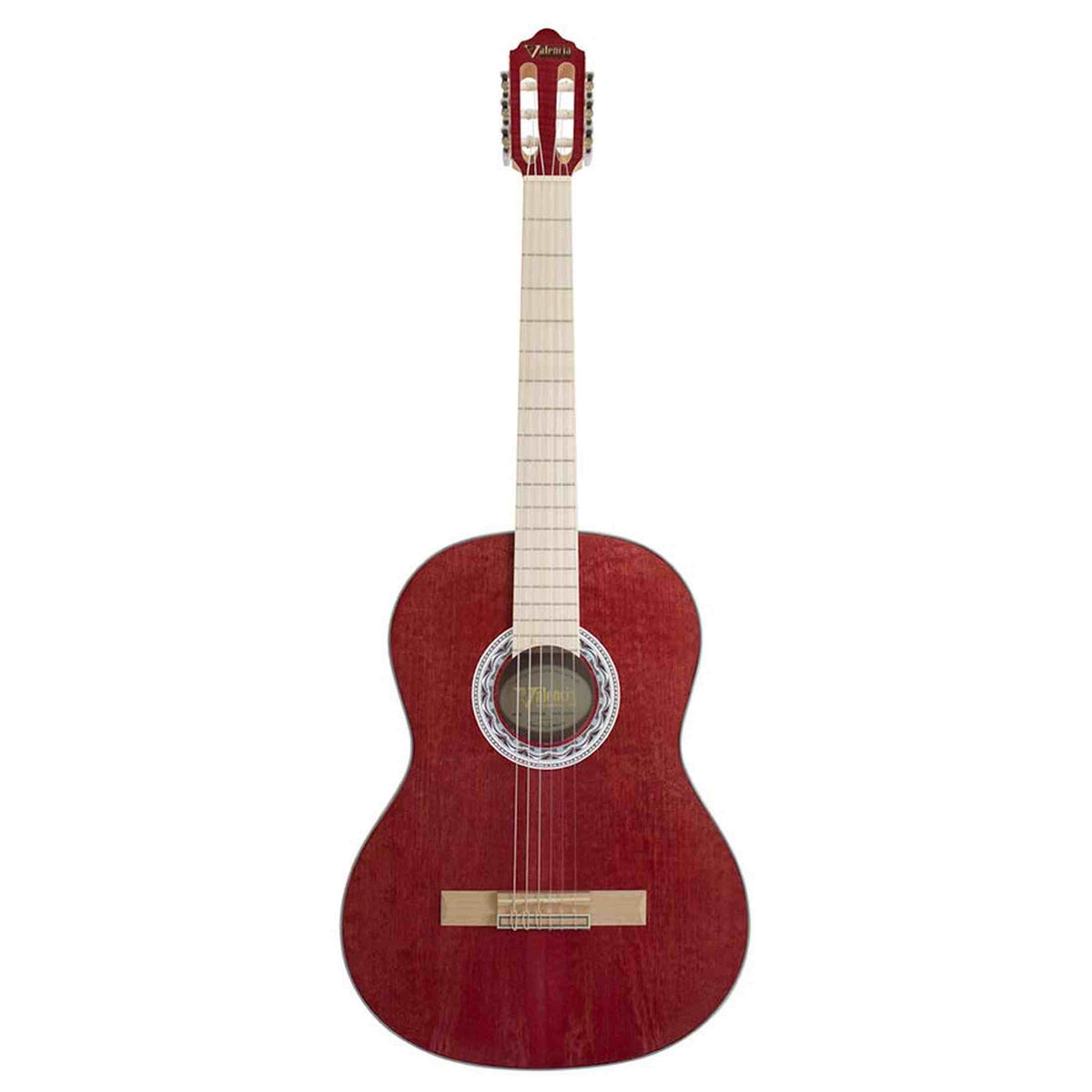 Valencia VC354HWR Klassieke Gitaar 4/4 – Sitka Spar & Mahonie, Wijnrood, Inclusief Tas, Standaard en Stemapparaat