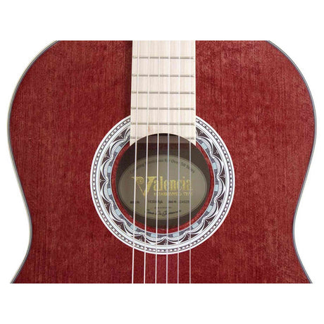 Valencia VC354HWR Klassieke Gitaar 4/4 – Sitka Spar & Mahonie, Wijnrood, Inclusief Tas, Standaard en Stemapparaat