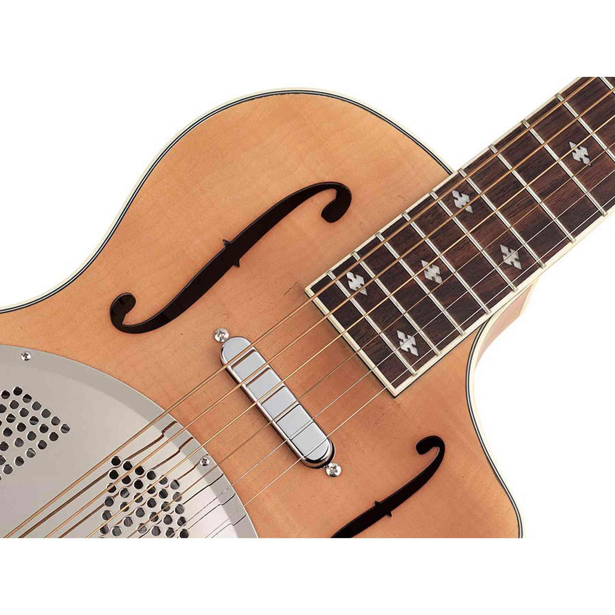 Royall BB14CSC/FL Bantam Blazer SC Resonator 14-Fret – Flamed Maple, Parlor, Lipstick PU, Softcase