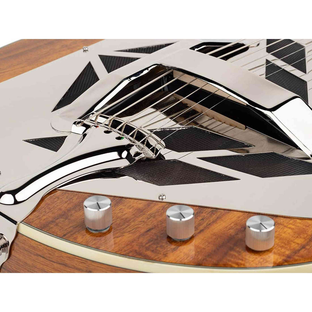 Royall KOA12DS Tricone Resonator 12-Fret – Hawaïaans Koa, Cutaway, Humbucker + Undersaddle Pickup, Softcase