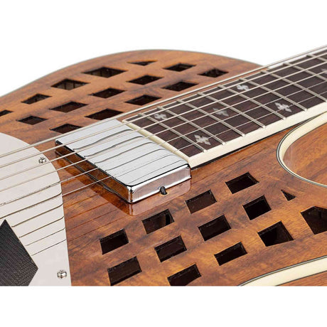 Royall KOA12DS Tricone Resonator 12-Fret – Hawaïaans Koa, Cutaway, Humbucker + Undersaddle Pickup, Softcase