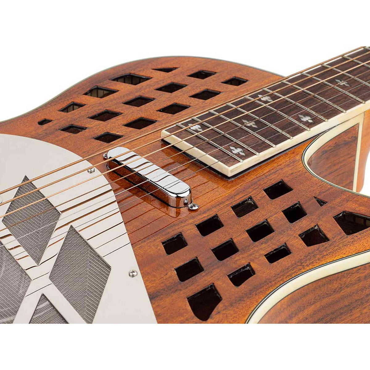 Royall KOA12SC Tricone Resonator 12-Fret – Hawaïaans Koa, Cutaway, T-Style Pickup, Softcase