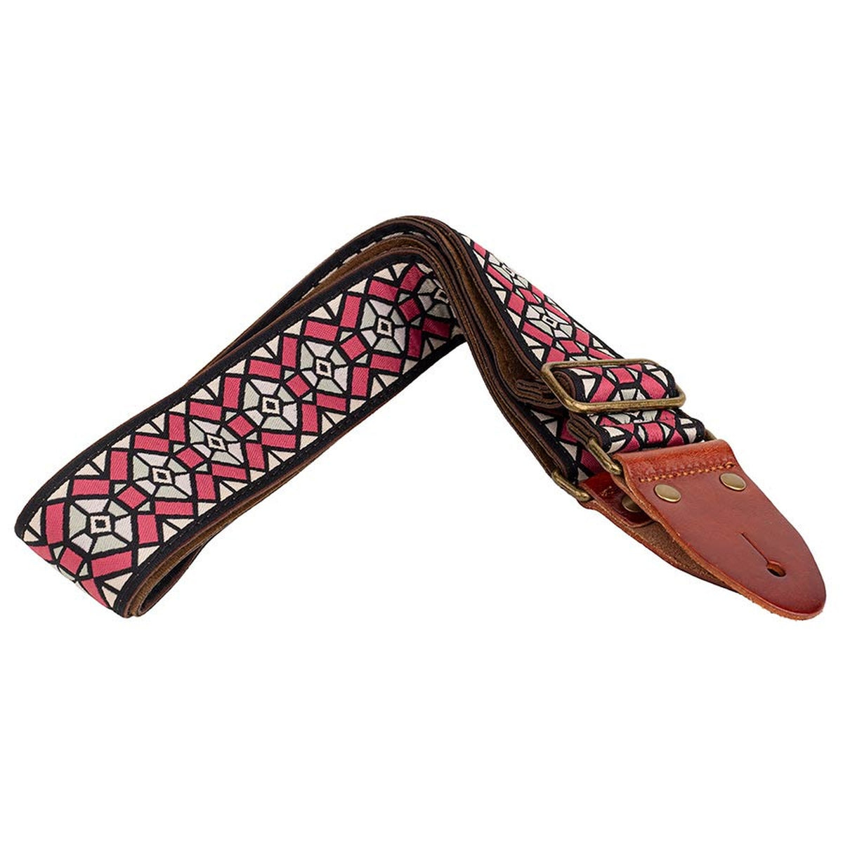 Gaucho GST-1282-3 Classic Jacquard Serie gitaarriem roze/grijs