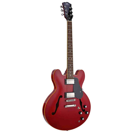 SX SEL6/TRD archtop gitaar – 2 humbuckers, esdoorn body, Transparent Red + gigbag