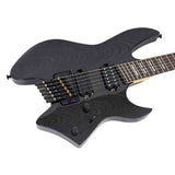 Sire X6H6/TBK elektrische gitaar – Headless, mahonie met ash veneer, Transparent Black, HH-configuratie, stainless frets, met gigbag