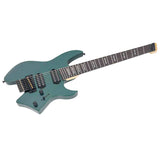 Sire X6H7/MGR elektrische gitaar – 7-snarig headless model, mahonie met maple top, Metallic Green, HH-configuratie, stainless frets, met gigbag