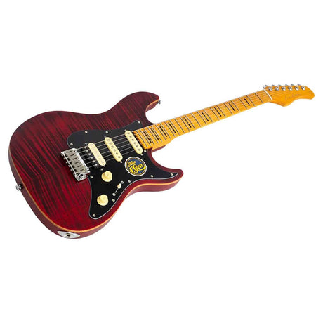 Sire S7N FM/STR New Gen Larry Carlton elektrische gitaar – S-Style, flamed alder body, See Through Red Satin, HSS-configuratie, stainless steel frets