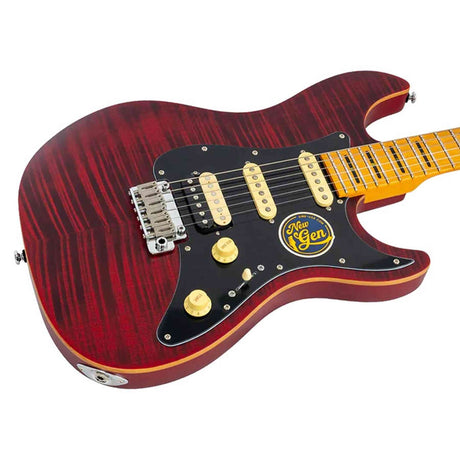 Sire S7N FM/STR New Gen Larry Carlton elektrische gitaar – S-Style, flamed alder body, See Through Red Satin, HSS-configuratie, stainless steel frets