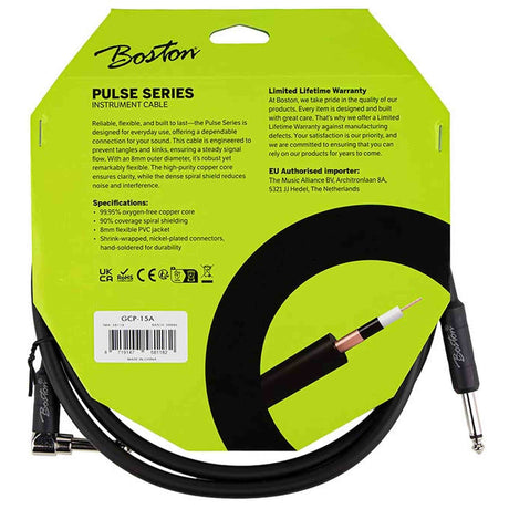 Boston GCP-15A Pulse Series instrumentkabel jack–haakse jack 1,5 meter