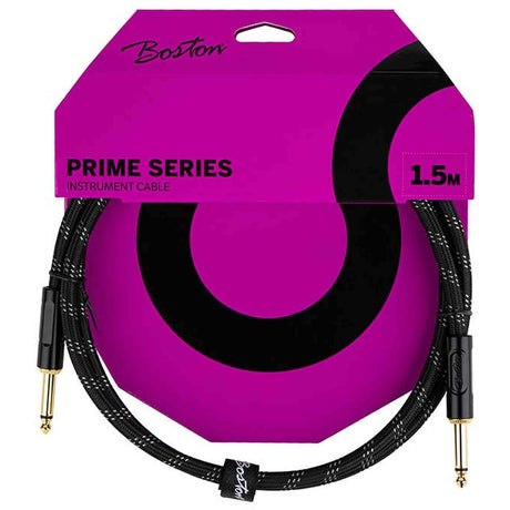 Boston GCRB-15 Prime Series woven jacket instrumentkabel jack-jack 1,5 meter black tweed
