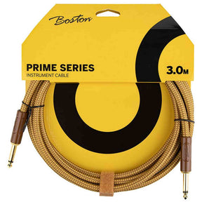 Boston GCRT-30 Prime Series woven jacket instrumentkabel jack-jack 3 meter yellow tweed