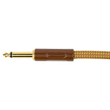 Boston GCRT-30A Prime Series woven jacket instrumentkabel jack–haakse jack 3 meter yellow tweed