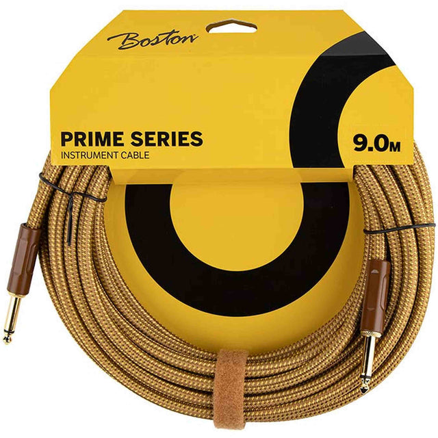 Boston GCRT-90 Prime Series woven jacket instrumentkabel jack-jack 9 meter yellow tweed