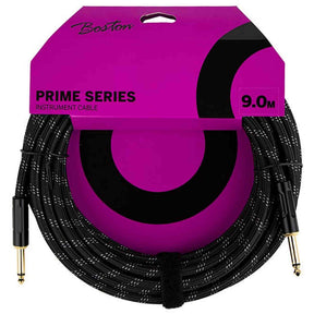 Boston GCRB-90 Prime Series woven jacket instrumentkabel jack-jack 9 meter black tweed